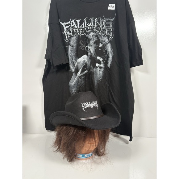 RONNIE RADKE Falling in Reverse Signed Merch Lot: Cowboy Hat & Shirt Autographed